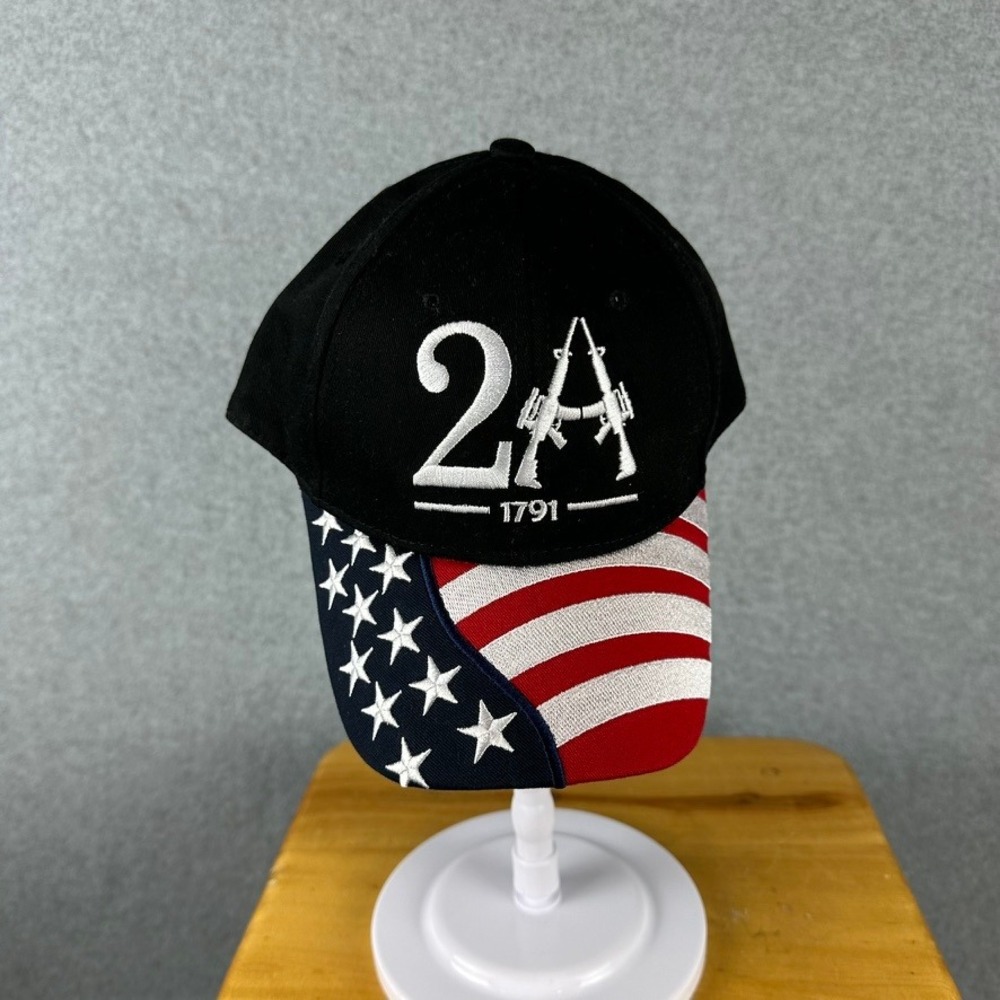 2A 1791 Patriotic American‎ Flag Gun Rights Embroidered Baseball Cap Black